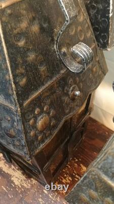 Pair Mid Century Large Italian Wall Lanterns, Sconces, with Amber Glass