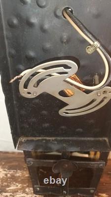 Pair Mid Century Large Italian Wall Lanterns, Sconces, with Amber Glass