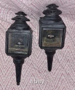 Pair Of Antique Iron Carriage Vintage Lanterns From Plain City Ohio