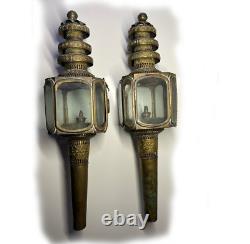Pair Of Antique Stagecoach/Carriage /Buggy Oil Lanterns Lamps Extra Large 28