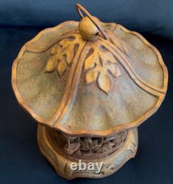 Pair Of Cast Iron Japanese Temple Lanterns With Gold Highlights