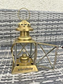 Pair Of Vintage Brass Hanging Oil Lamps Lantern Ships Storm Lights Antique Style