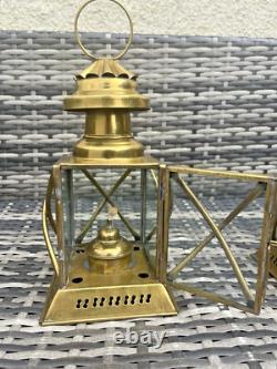Pair Of Vintage Brass Hanging Oil Lamps Lantern Ships Storm Lights Antique Style
