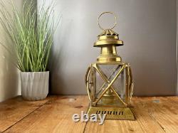 Pair Of Vintage Brass Hanging Oil Lamps Lantern Ships Storm Lights Antique Style
