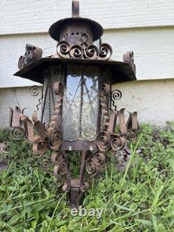 Pair Of Vintage Ornate Gothic Style Scrolled Wall Mount Lanterns