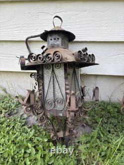 Pair Of Vintage Ornate Gothic Style Scrolled Wall Mount Lanterns
