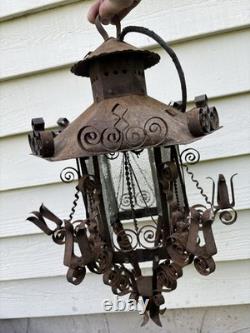 Pair Of Vintage Ornate Gothic Style Scrolled Wall Mount Lanterns