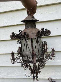 Pair Of Vintage Ornate Gothic Style Scrolled Wall Mount Lanterns