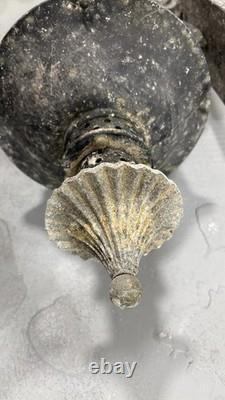 Pair Vintage Architectural French Municipal-Style Cast Iron Wall Lanterns Sconce