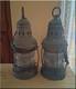Pair Vintage Marine Ship Lanterns Fresnel Glass Nautical Maritime Antique Decor