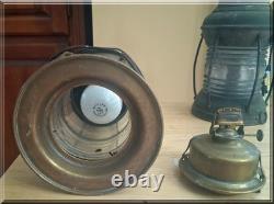 Pair Vintage Marine Ship Lanterns Fresnel Glass Nautical Maritime Antique Decor
