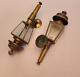 Pair of Antique Brass Carriage/Buggy Oil Lanterns with Etched Glass Rare