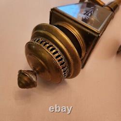 Pair of Antique Brass Carriage/Buggy Oil Lanterns with Etched Glass Rare