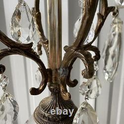 Pair of Antique Floral Parlor Hurricane Chandelier Lamp L&L WMC Made In France