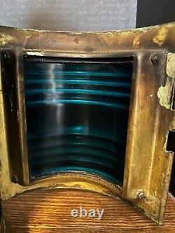 Pair of Antique Perko Ships Lanterns Red And Green Glass Globes Wedge Shape