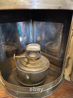 Pair of Antique Perko Ships Lanterns Red And Green Glass Globes Wedge Shape