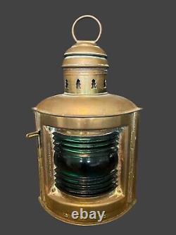 Pair of Antique Perko Ships Lanterns Red And Green Glass Globes Wedge Shape