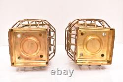Pair of Brass Vintage Cargo Lanterns Ships Nautical Oil Lamp SET 2 Maritime 11