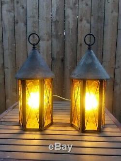 Pair of Vintage 1960s-70s Era Exterior Gothic Wall Lantern Light Fixtures