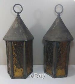 Pair of Vintage 1960s-70s Era Exterior Gothic Wall Lantern Light Fixtures