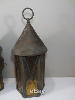 Pair of Vintage 1960s-70s Era Exterior Gothic Wall Lantern Light Fixtures