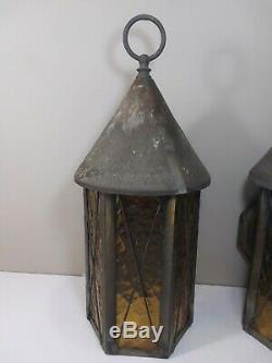 Pair of Vintage 1960s-70s Era Exterior Gothic Wall Lantern Light Fixtures