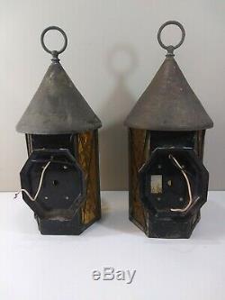 Pair of Vintage 1960s-70s Era Exterior Gothic Wall Lantern Light Fixtures