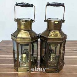 Pair of Vintage Brass Oil Lanterns by Eli Griffith & Sons