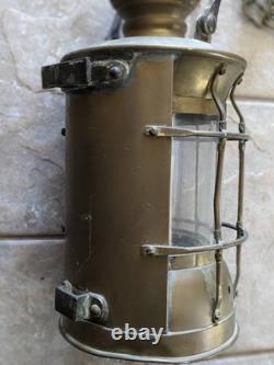 Pair of Vintage Ship's Lantern Brass Pendant Lights (2x)