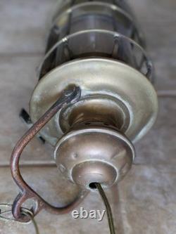 Pair of Vintage Ship's Lantern Brass Pendant Lights (2x)