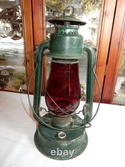 Paull's Leader Large No. 2 Font Lantern Vintage Antique with Red Globe