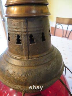 Perkins Marine Lantern Red #8 Globe Mast Antique Nautical Lantern