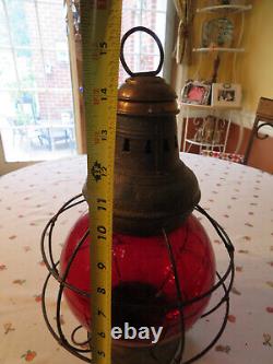 Perkins Marine Lantern Red #8 Globe Mast Antique Nautical Lantern