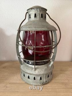 Perko Perkins Antique Nautical Maritime Lantern/Lamp RED Globe caged