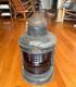 Perko Vintage Red Glass Large Lantern-miami, Fla. Made-21 Tall-black Metal-plate