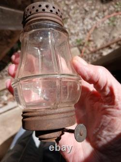 Perko Wonder Junior Ice Scater's Lantern Antique No Glass Cracks Surface Rust