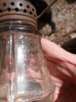 Perko Wonder Junior Ice Scater's Lantern Antique No Glass Cracks Surface Rust
