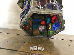 Peter Marsh Leaded Coloured Glass Lantern Arts & Crafts Lamps Vintage Antique