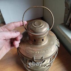 Procter's Pat. 1876 Solid Brass Antique Ship's Lantern With Amethyst Glass Globe