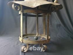 RARE Antique Industrial Gas Arc Lamp Frame 1890s Hanging Depot Lantern Steampunk