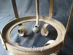 RARE Antique Industrial Gas Arc Lamp Frame 1890s Hanging Depot Lantern Steampunk