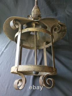 RARE Antique Industrial Gas Arc Lamp Frame 1890s Hanging Depot Lantern Steampunk