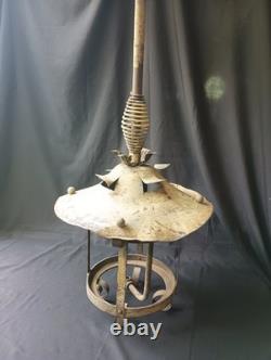RARE Antique Industrial Gas Arc Lamp Frame 1890s Hanging Depot Lantern Steampunk