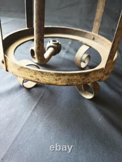 RARE Antique Industrial Gas Arc Lamp Frame 1890s Hanging Depot Lantern Steampunk