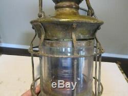 RARE Antique Nautical Ships Lantern Old Brass Vtg Original Light UNIQUE LOOK