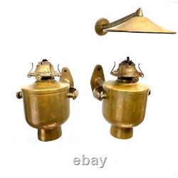 RARE Antique PAIR Brass Ship Lantern Gimbal Nautical Yacht Maritime Vintage