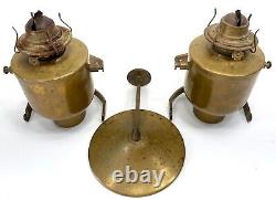 RARE Antique PAIR Brass Ship Lantern Gimbal Nautical Yacht Maritime Vintage