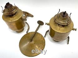 RARE Antique PAIR Brass Ship Lantern Gimbal Nautical Yacht Maritime Vintage