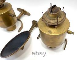 RARE Antique PAIR Brass Ship Lantern Gimbal Nautical Yacht Maritime Vintage