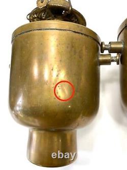 RARE Antique PAIR Brass Ship Lantern Gimbal Nautical Yacht Maritime Vintage